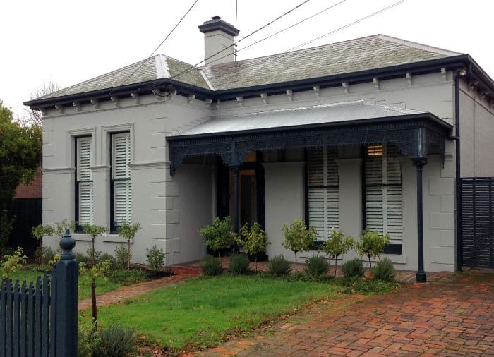 Exterior of Melbourne Victorian era home with Plantation shutters