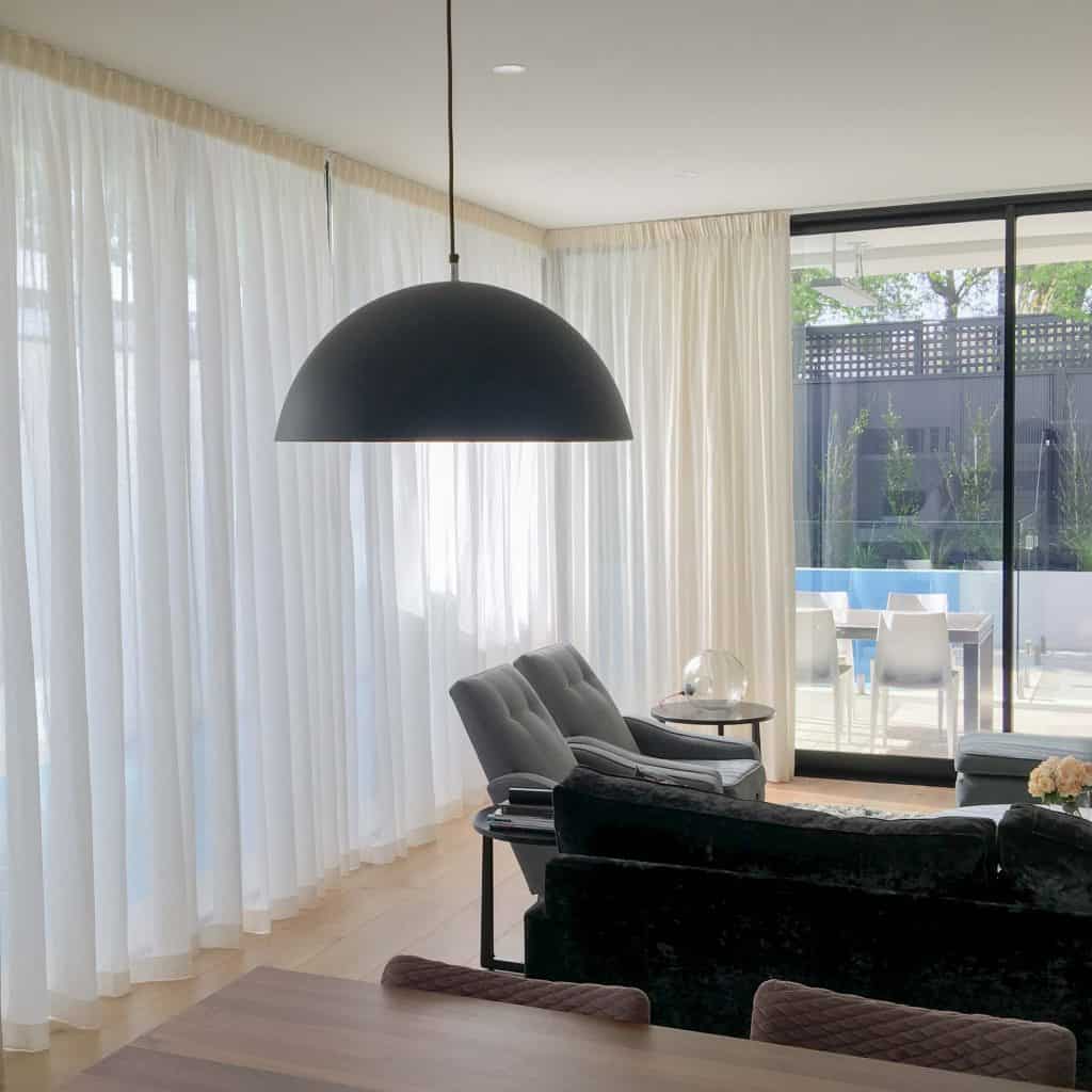 Sheer curtains in Melbourne living room