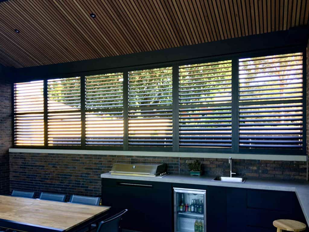 Plantation Shutters in Outdoor living area